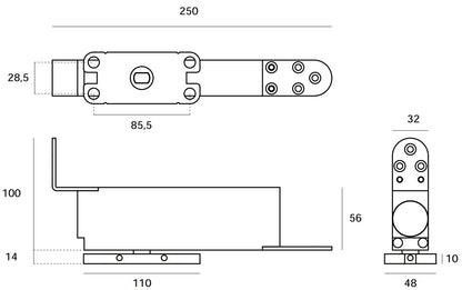 Hydraulic Invisible Pivot Set with Soft-Close, up to 100kg | 液壓隱藏式天軸地鉸鏈套裝, 至100公斤
